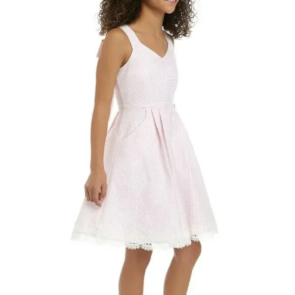 Rare editions Easter Spring Dress Pink White Size 7 - Picture 3 of 11